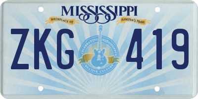 MS license plate ZKG419