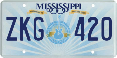 MS license plate ZKG420