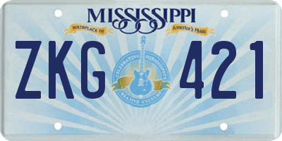 MS license plate ZKG421