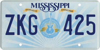 MS license plate ZKG425