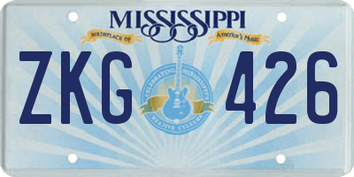 MS license plate ZKG426