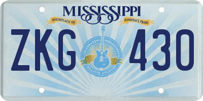 MS license plate ZKG430