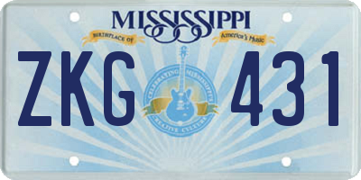 MS license plate ZKG431