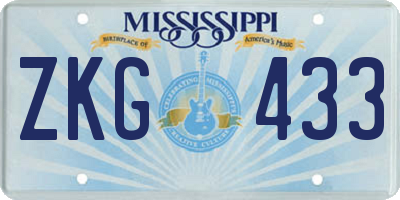 MS license plate ZKG433