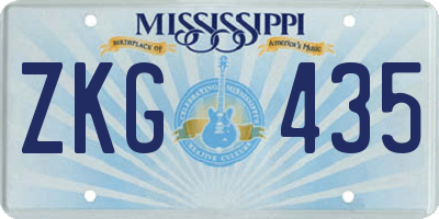MS license plate ZKG435