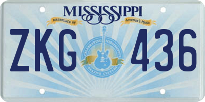 MS license plate ZKG436