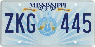 MS license plate ZKG445