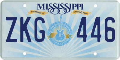 MS license plate ZKG446