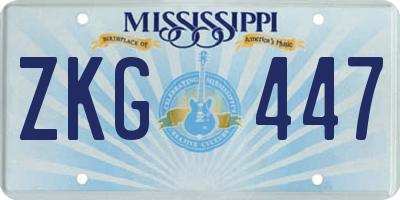 MS license plate ZKG447