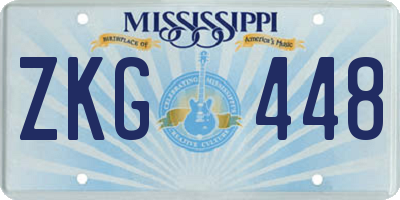 MS license plate ZKG448