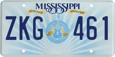 MS license plate ZKG461