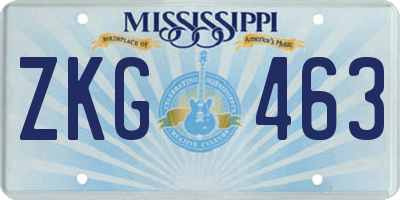 MS license plate ZKG463