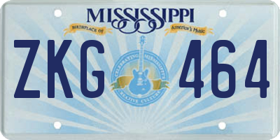 MS license plate ZKG464