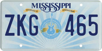 MS license plate ZKG465