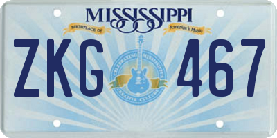 MS license plate ZKG467