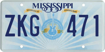 MS license plate ZKG471