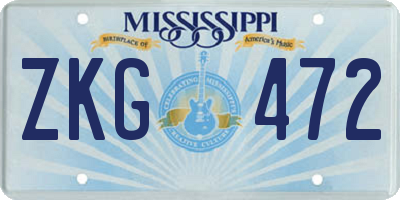 MS license plate ZKG472
