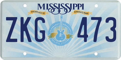 MS license plate ZKG473