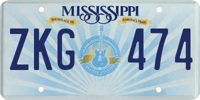 MS license plate ZKG474