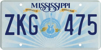 MS license plate ZKG475