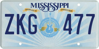 MS license plate ZKG477