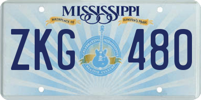 MS license plate ZKG480