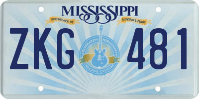 MS license plate ZKG481