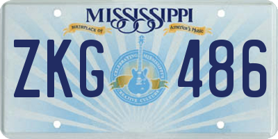 MS license plate ZKG486