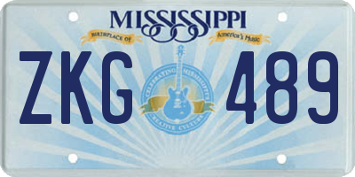 MS license plate ZKG489