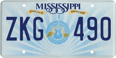 MS license plate ZKG490