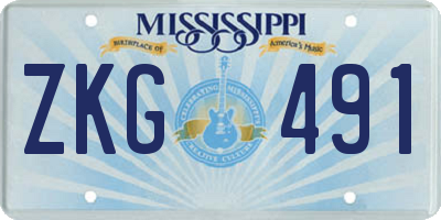 MS license plate ZKG491