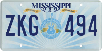 MS license plate ZKG494
