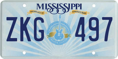 MS license plate ZKG497