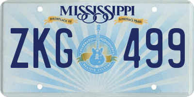 MS license plate ZKG499
