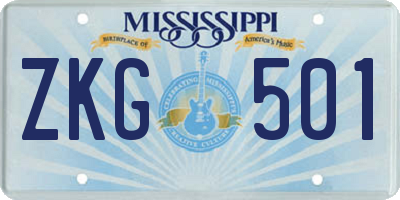 MS license plate ZKG501
