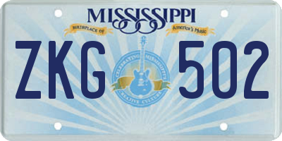 MS license plate ZKG502