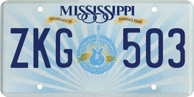 MS license plate ZKG503