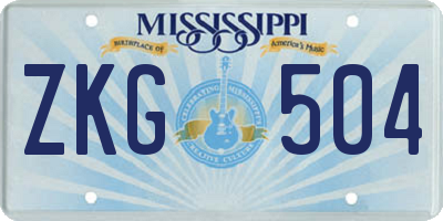 MS license plate ZKG504