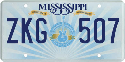 MS license plate ZKG507