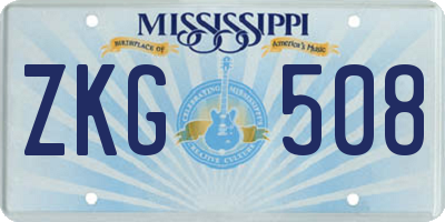 MS license plate ZKG508