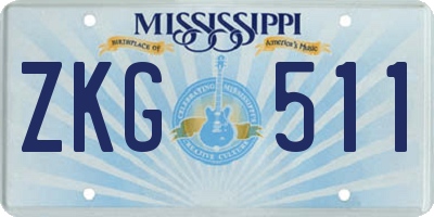 MS license plate ZKG511
