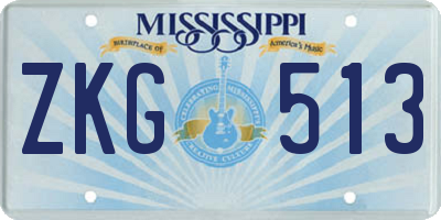 MS license plate ZKG513