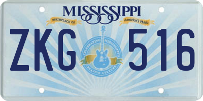 MS license plate ZKG516
