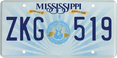MS license plate ZKG519