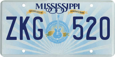 MS license plate ZKG520