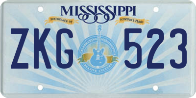 MS license plate ZKG523