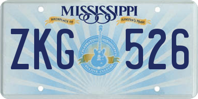 MS license plate ZKG526