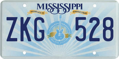MS license plate ZKG528