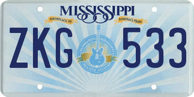 MS license plate ZKG533