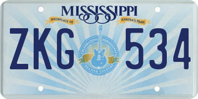 MS license plate ZKG534